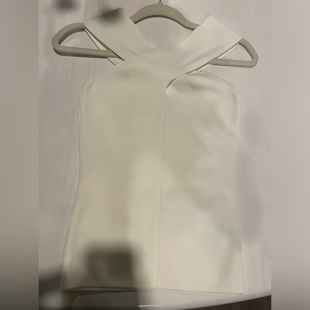 Reiss white sweater cross over top